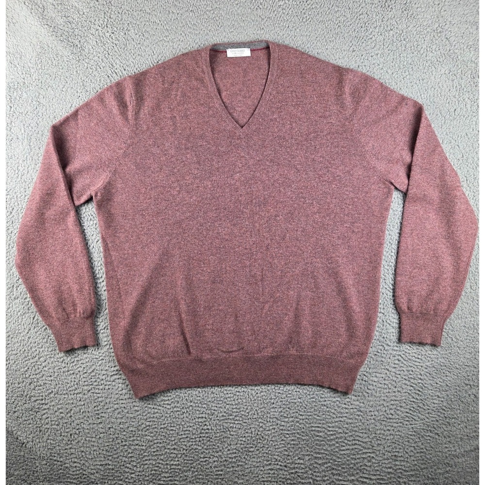 Gran Sasso Sweater Mens 2XL Heathered Red Cashmere V Neck Knit Italy Soft